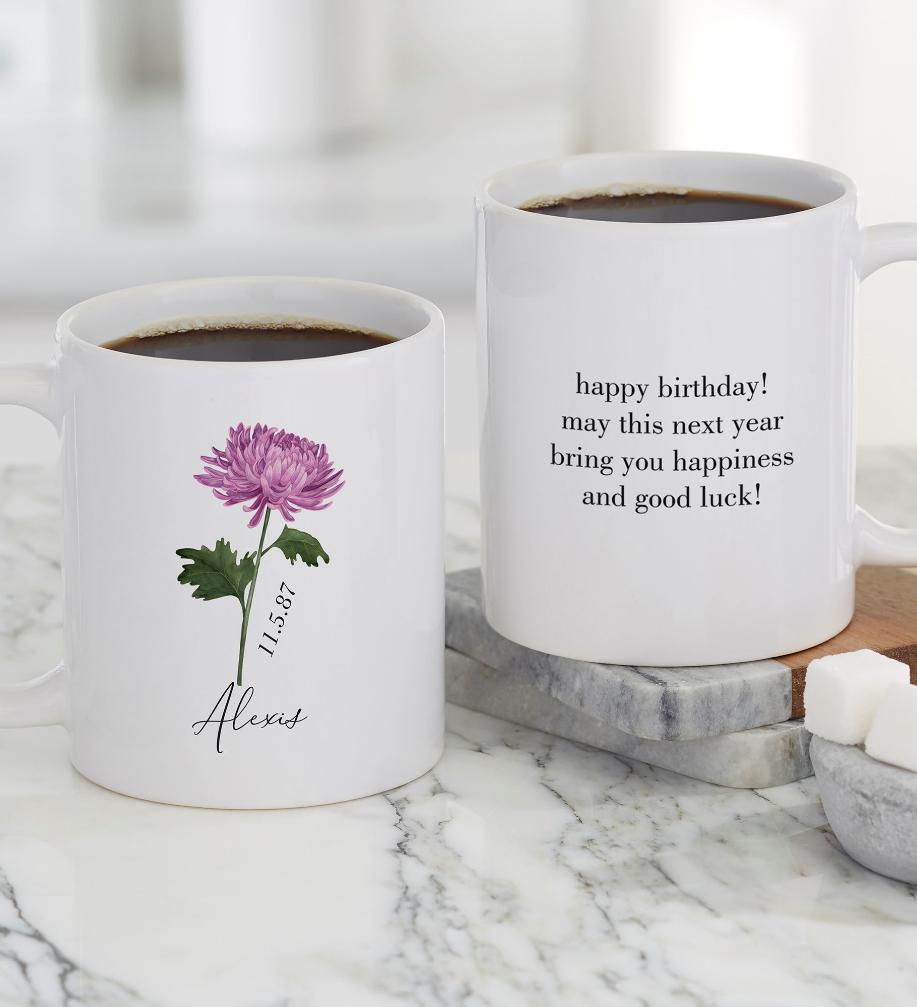Birth Month Flower Personalized Coffee Mug